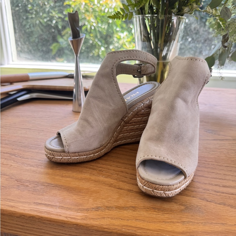 Prada Tan Wedge Sandals